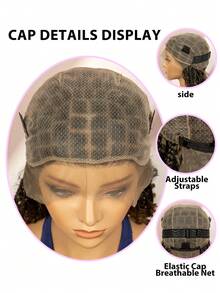 无结盒状编织假发，末端卷曲，合成全蕾丝编织假发，短款波西米亚风编织高温纤维，度假风格