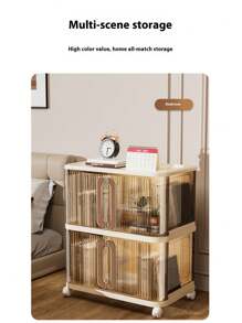 1pc Household Foldable Storage Cabinet, High Capacity Double-Door Bedroom Clothes & Toy Organizer, Multi-Layer Storage Box, No Installation Required