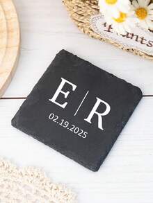 1pc Customized Heart/Round/Square Stone Coaster, Personalize Your Beverage Cups Like Coffee, Tea, Beer, Wine, Whiskey, Wedding, Birthday, Anniversary, Christmas Gift Coaster - Multicolor - View 15