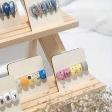 Press On Nail Display Multi-Tiered Display Rack Log Ring Earring Stud Display Rack Removable Earring Card Jewelry Rack Doll Hand Showing - Multicolor - View 3