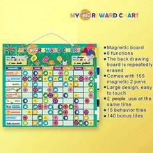 BELLKIDS 156 Stücke Verhaltensbelohnungstafeln, Wachstumsaufzeichnungstafeln, Gewohnheits-Selbstdisziplin-Tafeln, doppelseitige magnetische Holztafel, Einzel- und Gruppenwettbewerb, Pentagramm-Aufkleber, Klassenzimmer-Interaktion, Lehrer-Anreiz-Requisiten, Klassenzimmer, Familie, Lehrmittel, Schulanfang