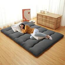 1 pieza Colchón Futón Japonés de Tamaño Individual Plegable, Colchón de Piso Estilo Japonés, Enrollable, Colchón Tipo Tatami para Cama Queen, King, Colchón Campamento, Colchón Grueso para Canapé Cama, Piso Dormitorio, Color Gris Oscuro - Gris Oscuro - Ver 1