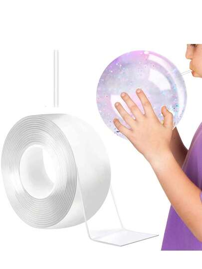 Nano Tape For Bubble Kit - Colorful Double Sided Elastic Tape For Balloon Decorating And Crafting Double Sided Super Elastic Bubble For Party Favors Gifts Back To School