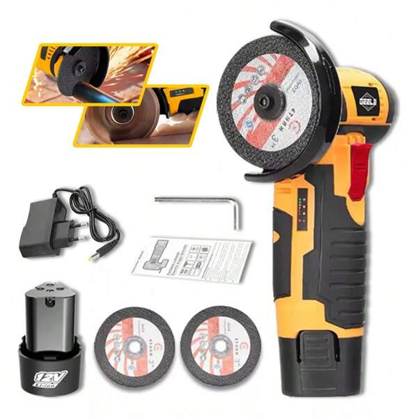 GEELE Esmerilhadeira Lixadeiras Sem Fio Portatil 12v Recarregável 76mm Mini GEELE