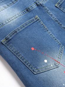 Teen Boy Fashion Firework Distressed Ripped Denim Jeans - Baby Blue - View 6