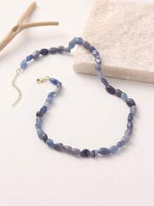 1 colar elegante com contas de pedra natural em formato irregular, adequado para uso diário, festas e férias. Pequenas diferenças na cor, tamanho e formato da pedra natural são normais.