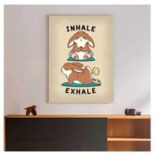 1pc Frameless Yoga Cartoon Cute Animal Rabbit Dog Elephant Art Posters Vintage Painting Printing Wall Arts Modern Minimalist Club Gym Living Room Bedroom Dormitory Wall Decoration Home Wall Decoration Aesthetics Daycare Children's Room Kawaii Pictutor ,Wall Art With Frame