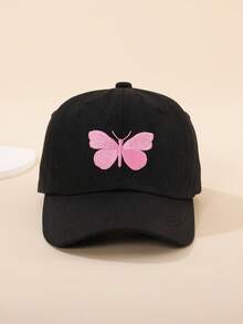 1pc Kids Butterfly Embroidery Casual Versatile Outdoor Sun Shading Baseball Cap - Butterfly Baseball Cap - View 8