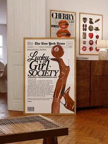 1 pieza Impresiones retro de estilo femenino, arte de pared de leopardo rojo de la galería de los 70, arte de pared de estampado de guepardo de moda, impresiones de decoración de carrito de bar, pósteres de lienzo de bolas de la suerte vintage, para dormitorio, apartamento, dormitorio, sala de estar, decoración del hogar moderna, decoración de verano, sin marco - Multicolor - Ver 11