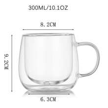 1pc Double Layer Insulated Glass Cup With Handle, Transparent Water/Coffee/Tea Cup, Thick Heat-Resistant Glass
