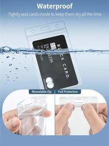 Waterproof Clear Extra Thick Horizontal And Vertical Plastic Transparent Card Holder, PVC Waterproof Business Card, ID Card, Credit Card Protector, Badge Holder, Convenient Portable Card, Wallet, Name Card Holder, Teacher Lanyard ID Card Holder, Unisex Card Holder (Lanyard Not Included) - Multicolor - View 6