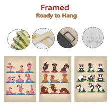 1pc Frameless Yoga Cartoon Cute Animal Rabbit Dog Elephant Art Posters Vintage Painting Printing Wall Arts Modern Minimalist Club Gym Living Room Bedroom Dormitory Wall Decoration Home Wall Decoration Aesthetics Daycare Children's Room Kawaii Pictutor ,Wall Art With Frame
