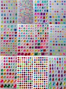 Nayiben 12pcs Colored Rhinestone Stickers, Various Shapes Of Plastic-Made Diamond Stickers, 3d Stereo Beauty Stickers For Makeup, Decorating Hair, Face, Nails, Pendants, And Gifts - Multicolor - View 1