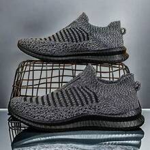 Men's Summer Plus Size Slip-On Mesh Shoes, Breathable Mesh Upper Casual Running Shoes For Elderly, Lightweight And Soft Air Cushion Shoes For Elderly