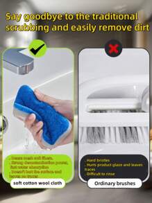 1/3/4pcs Multi-Function Long Handle Cleaning Brush Set, Long Handle - Detachable, Household Bathroom Tile Wall Tub Glass Window Floor Scrub Sponge - Home Cleaning Tool,Household Items