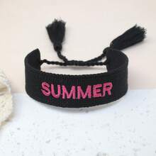 1件 SUMMER 字母手鍊 波西米亞海灘度假風友誼手繩 假日派對海邊旅行禮物 - 黑色 - 查看 7