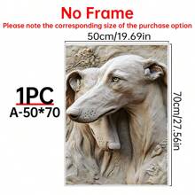 1pc Vintage Greyhound 2D Relief Sculpture Canvas Art, Hyper Realistic Framed Wooden Wall Decor For Home, Family Cabins, Corridors, Bedrooms,Canvas Wall Art,Posters For Room,Home Decor,Room Decor Aesthetic, Animals Room Decoration Stuff.Optional Frame
