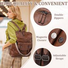 Backpack Purse For Women PU Leather Rucksack Bag Ladies Convertible Shoulder Handbag Multipurpose Daypack Bags For Work Travel School Brown - Brown - View 5