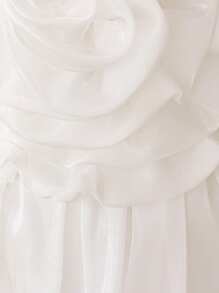 Vestido Elegante de Dama de Honra para Casamento, Festa de Aniversário, Apresentação, para Meninas Jovens, com Alças Finas, Flor 3D de Organza, Excluindo Acessórios de Cabelo