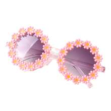 Kids Sunglasses Flower And Headbands For Baby Girls Toddler Sunglasses Sunflower Decor Anti-UV Sunglasses Matching Elastic Hollow Bow Hair Band For Boys Girls - 西瓜粉 - 查看 4