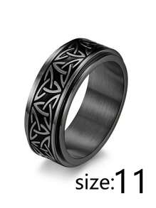 1 szt. Czarny pierścień ze stali tytanowej, europejski i amerykański celtycki Triquetra obrotowy, pierścień dekompresyjny