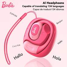 Miniso Barbie BM21 Ai Wireless Translation Headset, 3.7g Intelligent Shape, With Charging Box Headset, With Exquisite Charging Induction, Small Body, 20 Hours Of Ultra-Long Battery Life, Easy To Carry, Suitable For Girls Lover's Birthday Gift - Rose BM21 Ai - View 5