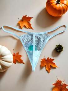 Tangas con bolsillo de encaje y flor transparente, diseño innovador. Nota: El producto no incluye ningún juguete, los juguetes en los calzoncillos son solo para fines de demostración. El artículo es la prenda interior en sí misma, sin juguetes ni accesorios.