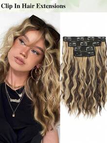 4PCS 12 Inch Clip In Hair Extensions, Invisible Lace Weft,Synthetic Natural Soft Hair Extensions,Suitable For Women And Girls For Daily Or Party Use. - Multicolor - View 16