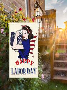 1pc Labor Day Patriotic Theme Outdoor Lawn Garden Flag, Yard Banner Applicable For Holiday Celebrations - Labor Day Tribute to Workers - View 4