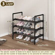 1pc Multilayer Simple Shoe Rack, Multi-Functional Shoe Organizer, Space-Saving Storage Shelf, Reinforced Metal Pipe, Elongated Plastic Brackets, Suitable For Entrance, Closet, Hallway, Bedroom, Garage - Black - View 10