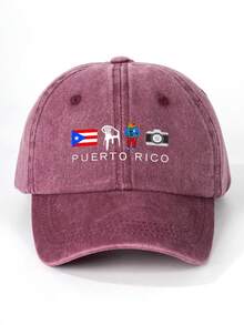 1 件印花波多黎各水洗棒球帽，可调节休闲户外太阳帽，适合春秋旅行、海滩度假、年轻人的 Y2K 风格 - 棒球帽 - 查看 6