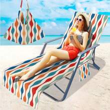 1pc Striped Super Fine Fiber Beach Chair Cover, Water Absorbent Beach Chair Tote Bag, Casual Vacation Sunbed Lounger Cover For Beach, Garden, HotelTravel Essentials Travel Accessories Beach Essentials