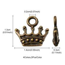 20pcs Zinc Alloy Charms Lead Free & Cadmium Free Crown Shape Crown DIY Jewelry Accessory