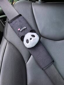 1pc/2pcs Car Interior Seat Cover Accessories, Seat Belt Shoulder Protection Cover, Lamb Wool And Short Plush Shoulder Protection Cover, Panda Head Decoration, Multi-Color Selection, Universal For All Seasons - one-size - View 11