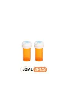 A Set Of 10PCS/5PCS/2PCS/1PC Multi-Purpose Drug Dispensing Bottles With Lids, Yellow, Sealed And Moisture-Proof, 50/30ml Capacity Circular Press Cap Capsule Bottles, Suitable For Storing Capsules, Tablets, Vitamins, And Candies, Suitable For Travel Packaging , Or Home Use