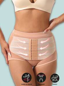 1pc Women's High Waist Button Shapewear Pants, Tummy Control Waist Trainer Corset, Butt Lifting Slimming Bodyshaper Underwear Gym Accessories Belly Slimming Girdles, Lumbar Girdles Belly Slimming Corset - Apricot - View 2