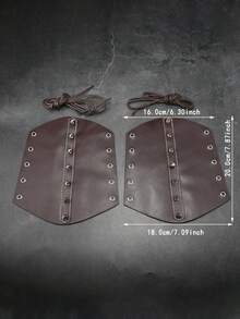 1pc Medieval Knight Style PU Leather Punk Rivet Wrist Guard, Riding Arm Sleeve Cosplay Accessory - Many - View 2