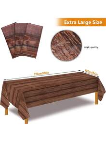 1/2/4/6/8 chiếc khăn trải bàn vân gỗ màu nâu bằng nhựa mộc mạc cho bàn hình chữ nhật, khăn trải bàn trang trại cổ điển trang trí cho tiệc cưới sinh nhật nhà kho phương Tây (54 X 108 inch) - màu nâu - Xem 3