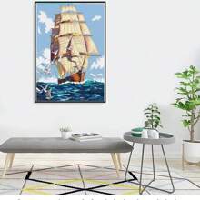 LaoJieYuan 2025 New Style Hand Embroidery Kit DIY Needlework Seascape Sailboat Needlecraft For Beginner Thread Cross Stitch Artcraft Home Decor