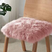 1pc Faux Wool Square Pink Cushion Mat, Decorative Rug/Carpet Suitable For Bedroom, Living Room, Sofa, And Various Scenes
