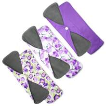 10Pcs Sanitary Pads Washable Menstrual Pads Charcoal Bamboo Liner Regular Flow Cloth /Reusable Sanitary Pads/Mama Panty Liners M Size Random Color