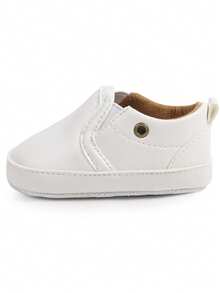 婴儿男孩女孩鞋防滑鞋底运动鞋婴儿学步鞋新生儿乐福鞋平底鞋。 - 白色 - 查看 9