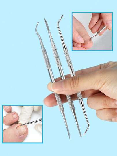 3pcs/Set Nail Stain Removal Tool, Multifunctional Nail File, Pedicure Tool Beauty File, Ingrown Toenail Tool Professional Pedicure Nail Cleaner Tools For Ingrown Toenail Treatment
