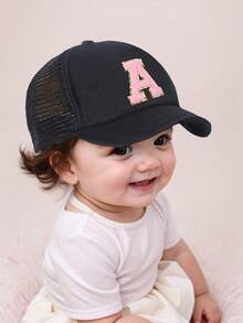 1 件装男婴幼儿软帽檐粉色防晒棒球帽，时尚百搭，适合男孩女孩日常外出夏季婴儿用品鸭舌帽 - Black - 查看 2