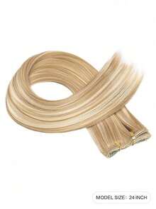 7pcs/Set 16" Clip-In Hair Extensions, Black Straight Long Ombre Synthetic Wigs, Heat Resistant Fiber For Women - Multicolor - View 3