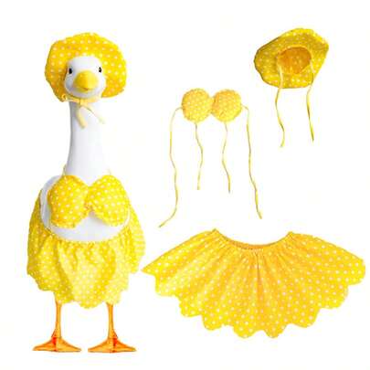 Hawaiian Porch Goose Outfits For 23"/ 17" Lawn Statue, Yellow Bikini Costume For Plastic/Cement Statue, Seasonal Sculpture Clothes For Yard Patio Party House Warming Decoration