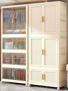 5/4/3/2/1-Layer Transparent Folding Wardrobe, No Assembly Required, Plastic Storage Box Cabinet For Bedroom, Baby & Children Organizer