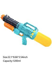 1 件加特林水枪玩具，1200ml/700ml 水箱，拉出式设计，夏季户外海滩和泳池水战，节日礼物 - 彩色 - 查看 8