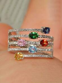 1 PC Retro Style Cubic Zirconia Ring For Women For Wedding Engagement Party Jewelry Valentine's Day Gift,Mom,Mother,Mother's Day,Gift