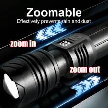 Lanterna Holofote de Longo Alcance XHP50, Bateria de Alta Capacidade de Lítio, Iluminação Multiuso de Longa Duração, Lanterna Portátil para Uso Externo, Caminhada, Patrulha, Trabalho, Carcaça em Resina ABS, LED Pequeno, Acessórios para Camping